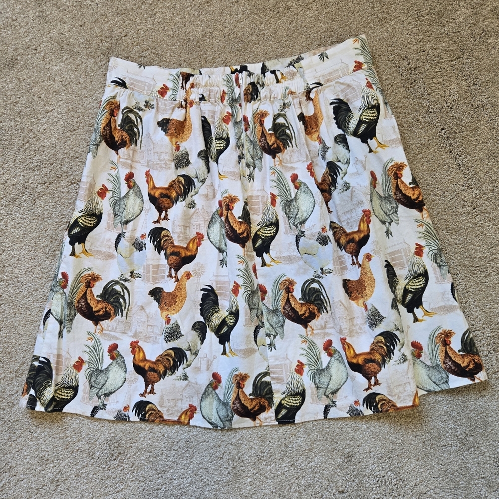 Retrolicous Rooster Farm Print Skirt Size 1X - Picture 4 of 8